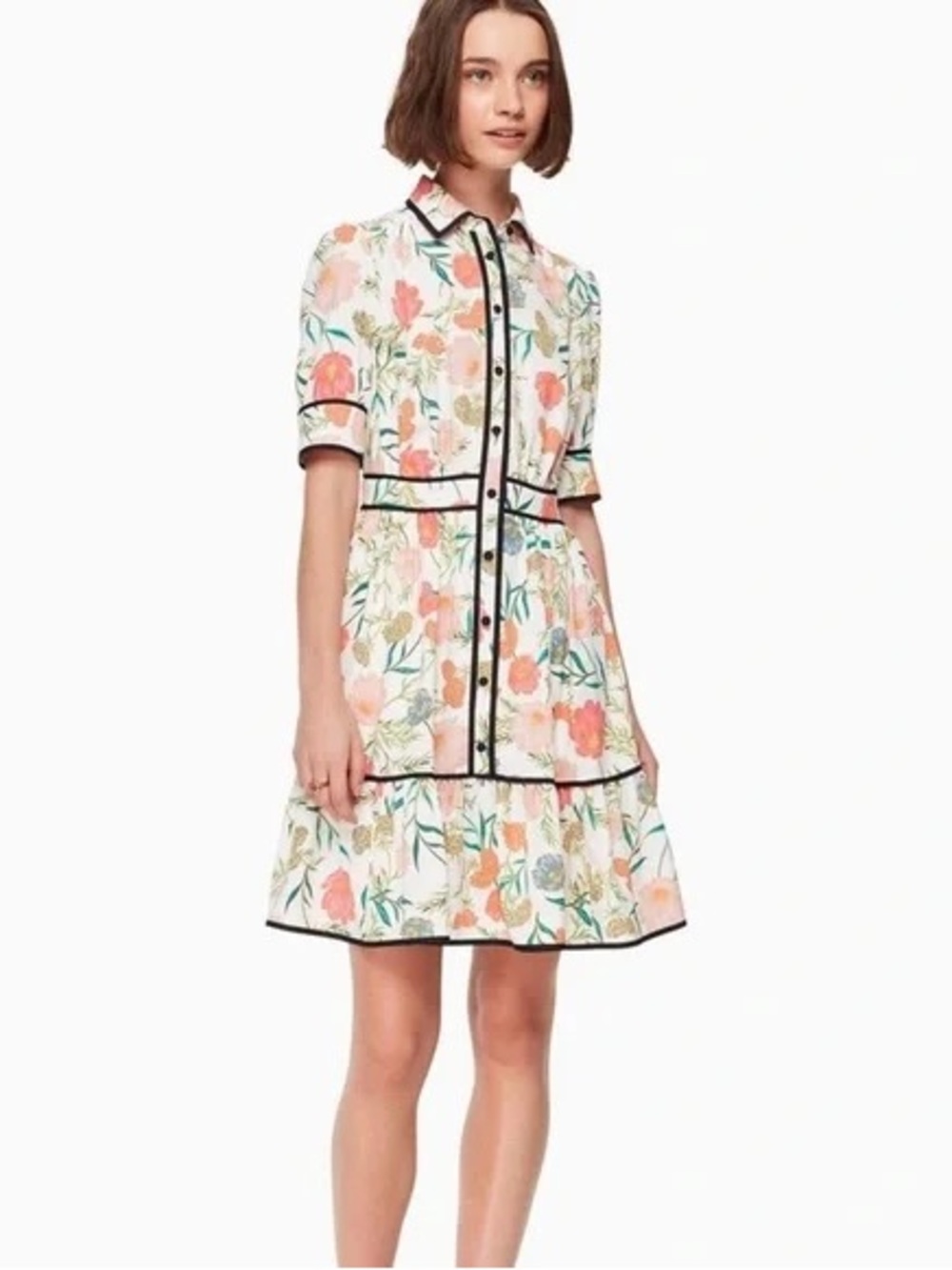Kate spade Floral Button-Front Shirt Dress in Pink